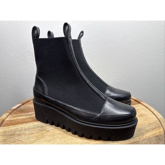 Tank Steiger Camilla Total Black Ankle‎ Boots Size 36 Leather Elastic Italy - Picture 1 of 11